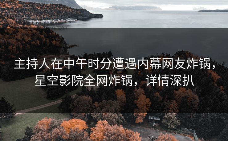 主持人在中午时分遭遇内幕网友炸锅，星空影院全网炸锅，详情深扒
