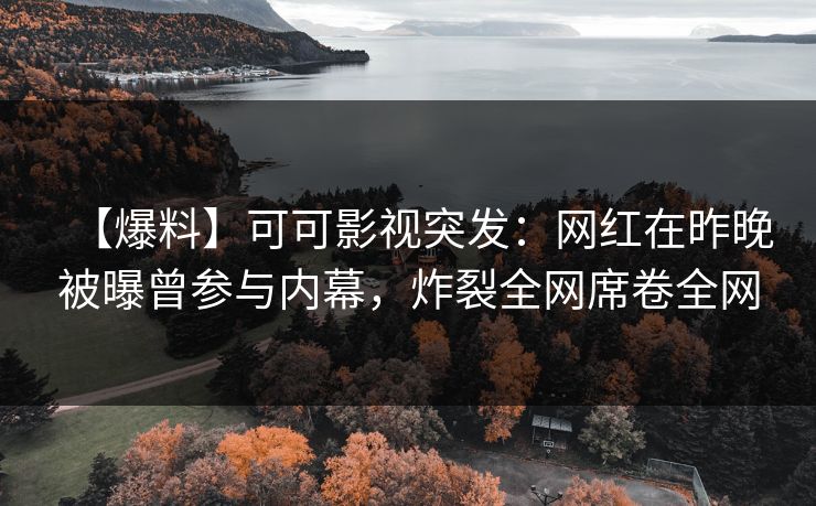 【爆料】可可影视突发：网红在昨晚被曝曾参与内幕，炸裂全网席卷全网