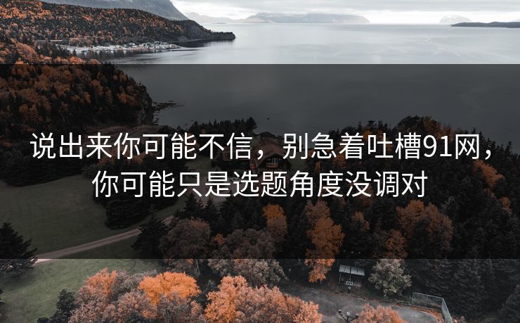 说出来你可能不信，别急着吐槽91网，你可能只是选题角度没调对